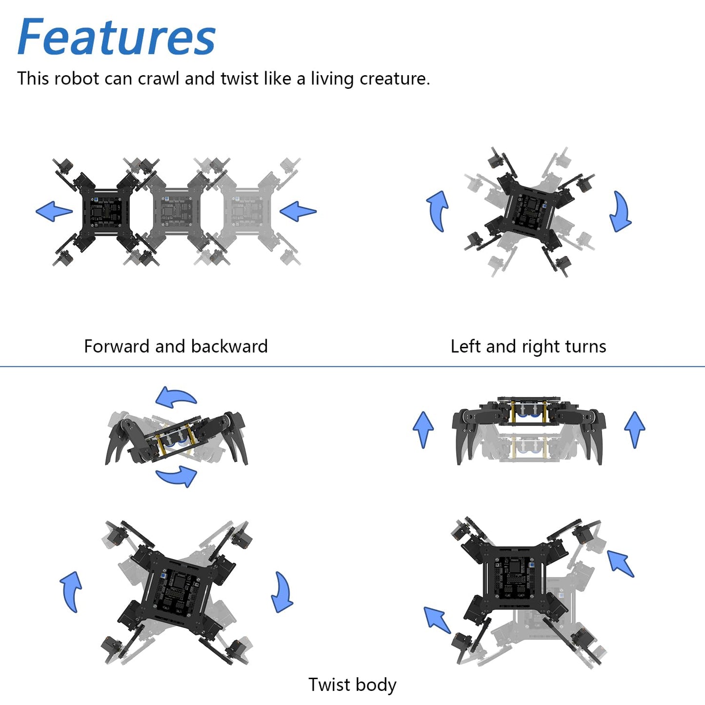 Freenove Quadruped Robot Kit with Remote (Compatible with Arduino IDE), Walking Crawling Twisting, App Remote Control, Servo STEM Project