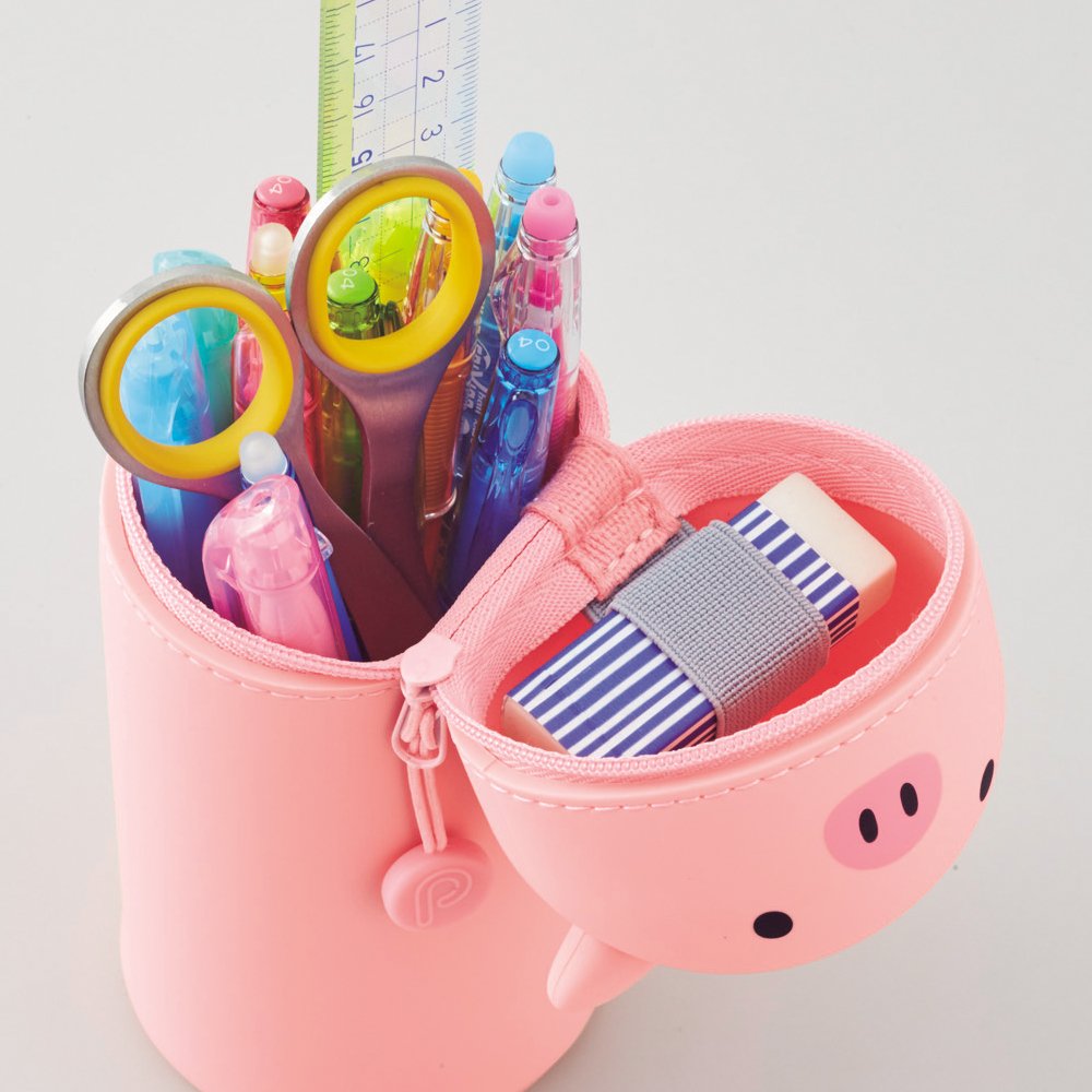 LIHITLAB Kawaii Japanese Bear Large Stand Up Pencil Case For School Office College, Cute School Supplies, Animal Pen Holder Pencil Pouch Holder Girls, Artist Pencil Case, Bear (A7714-1)