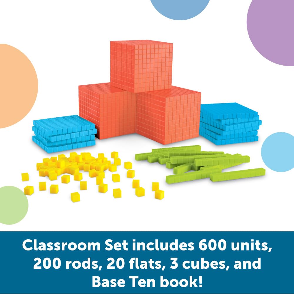 Learning Resources Brights Base Ten Classroom Set, 20-25 Students, 823 Piece Set, Ages 6+