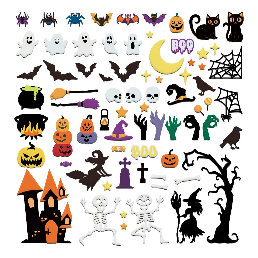 BEUNITONE Halloween Felt Board 73 Pcs Felt Pumpkins Crafts and Kits Witch Skull Party Favors for Halloween Indoors Outdoors Party Hanging Decor for Family DIY Crafts