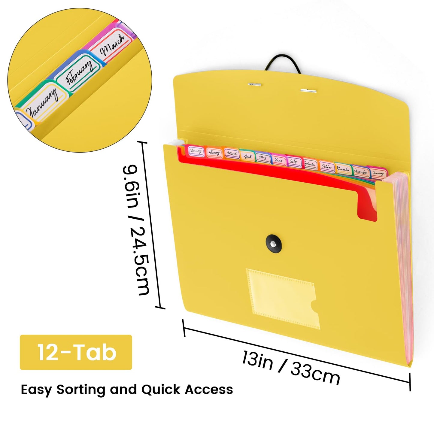 6 Pack Accordion File Organizer with Labels, 13 Pocket Expanding File Folder for Letter Size A4 Papers, Ideal for Home, Office Supplies, College Essentials