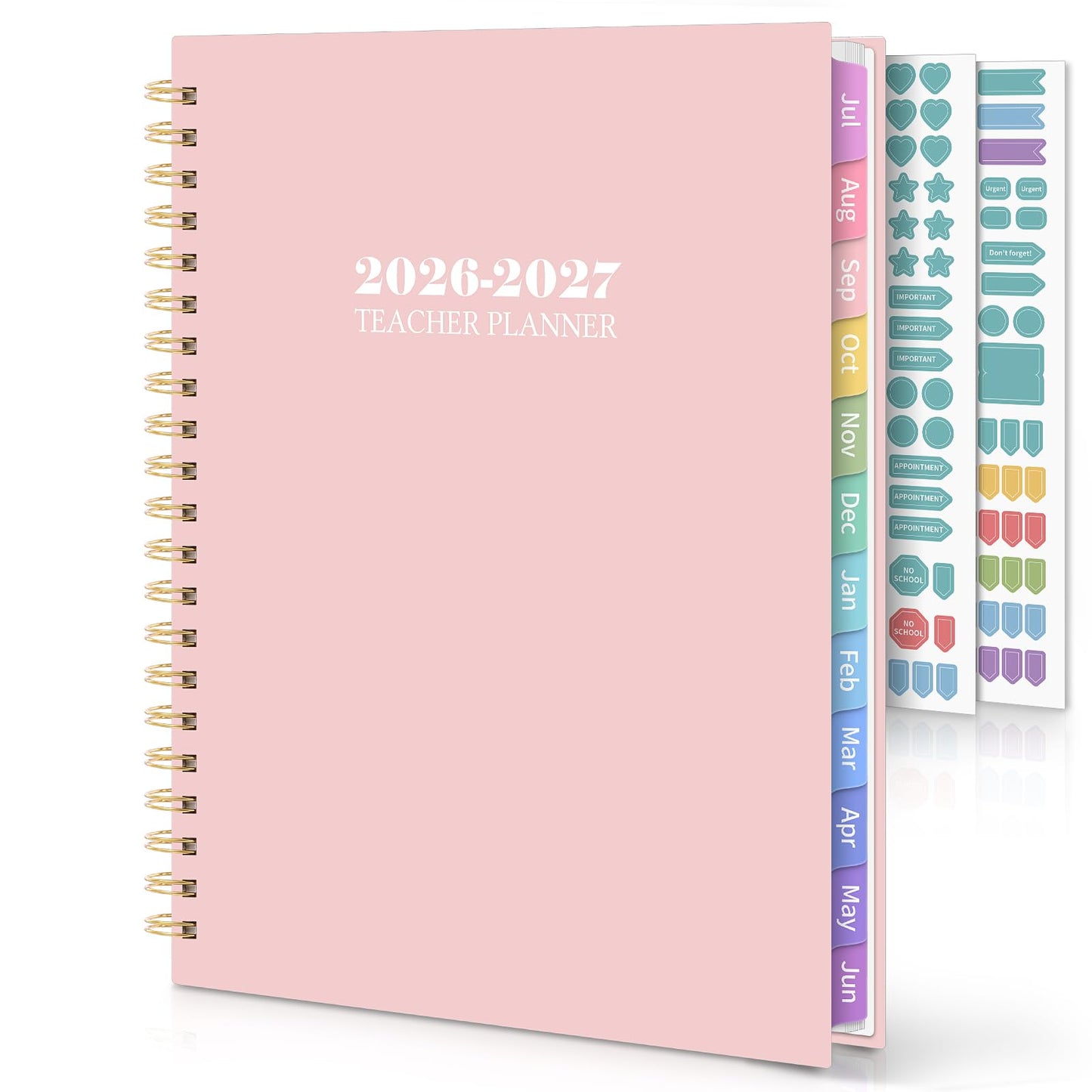 SKYDUE Teacher Planner 2026-2027 Academic Year, 8.5" x 11" Lesson Plan Book, July 2026-June 2027, 162 Pages, Monthly Tabs, Stickers, Weekly Lesson Planning, Student Tracking & Classroom Organization, Pink