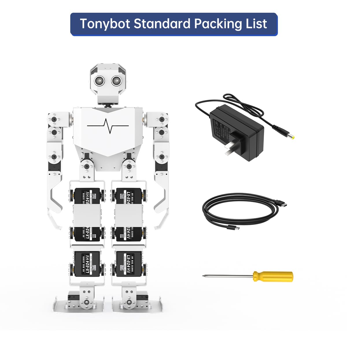 AI Vision & Voice Interaction Robot for Arduino Scratch Python Programming 17DOF Humanoid Robot Large AI Model STEM Project Education Voice Command Walking Dancing Self-Stand Up, Tonybot Standard kit