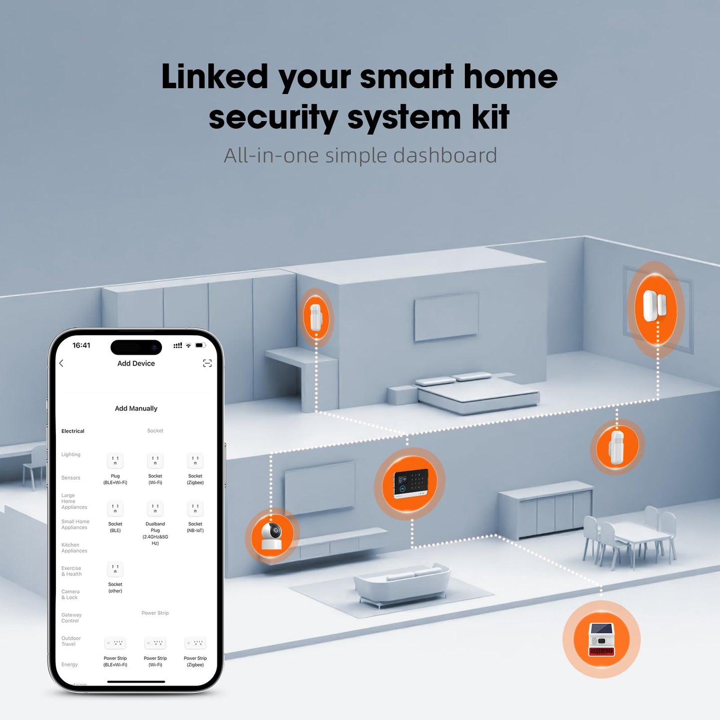 LWOHSI Wireless Home Alarm System with LCD Touch Screen,Smart Home Security Systems with DIY Door Sensor,Motion Detector,GSM 4G /App Instant Alerts for Apartment,No Monthly Fee