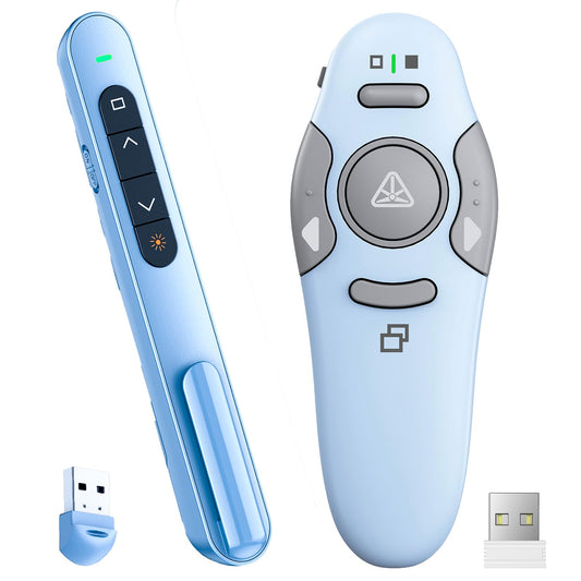 QUI Presenter Clicker Bundle | BK600 Slim-Shaped USB A Blue & Remote-Shaped USB A Blue