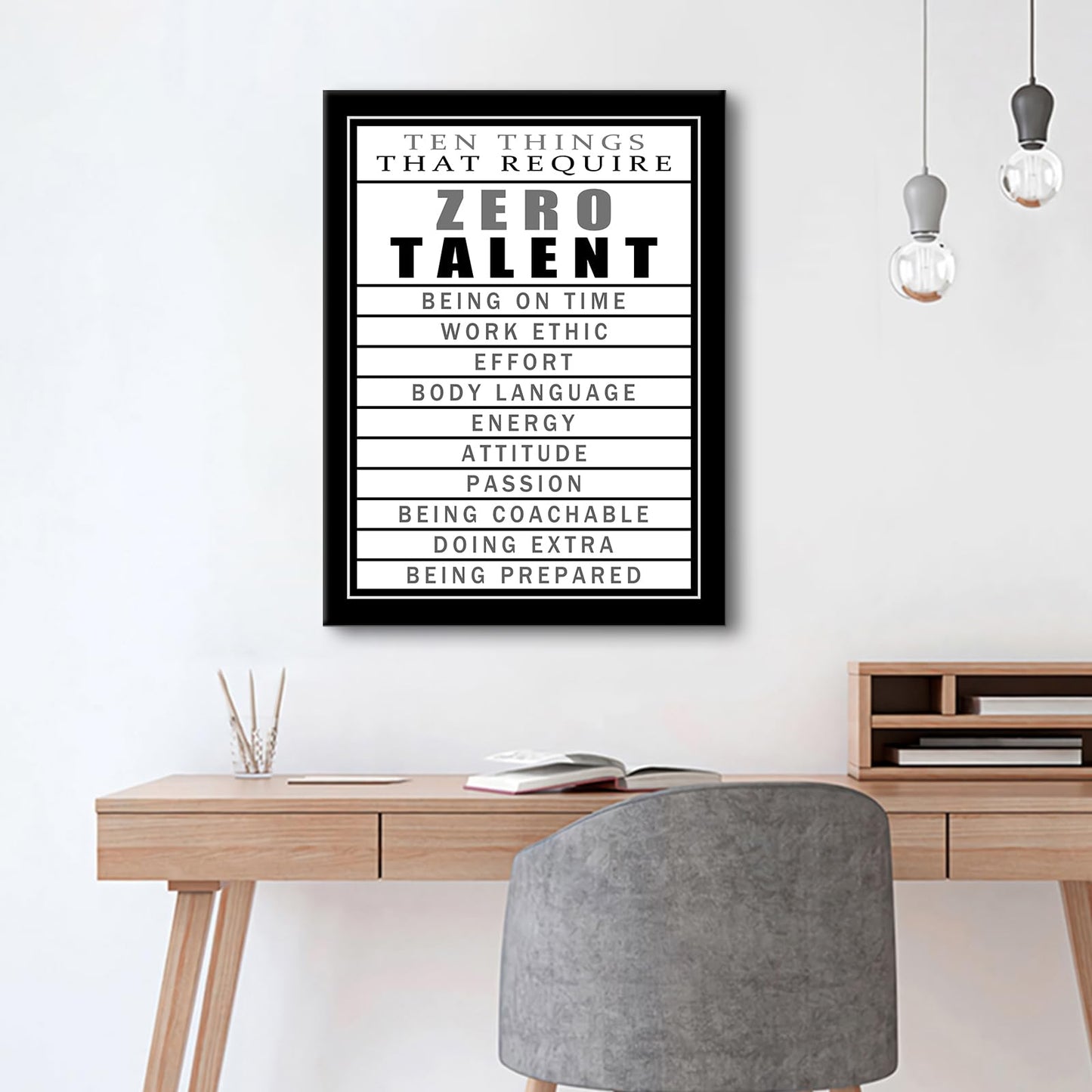 Motivational Canvas Wall Art Zero Talent Inspirational Poster Print Positive Quotes Pictures Painting Artwork for Home Office Bedroom Living Room Wall Decor Ready to Hang [18''Wx24''H]