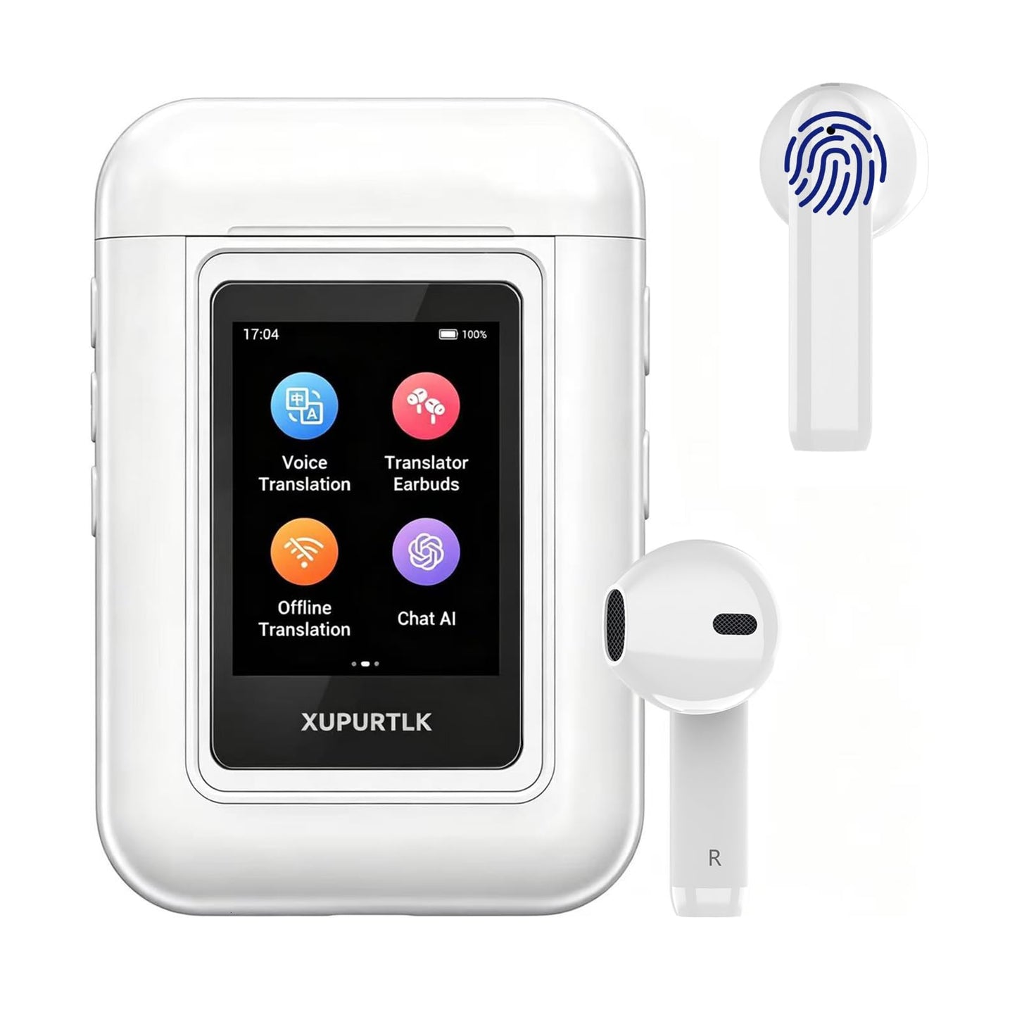 Xupurtlk AI Translation Earbuds Real Time, 120 Offline Packages Audifonos Traductores Inglés Español, Language Translator Earbuds with 74 Online Languages, A8 Translator Device for Travel/Business