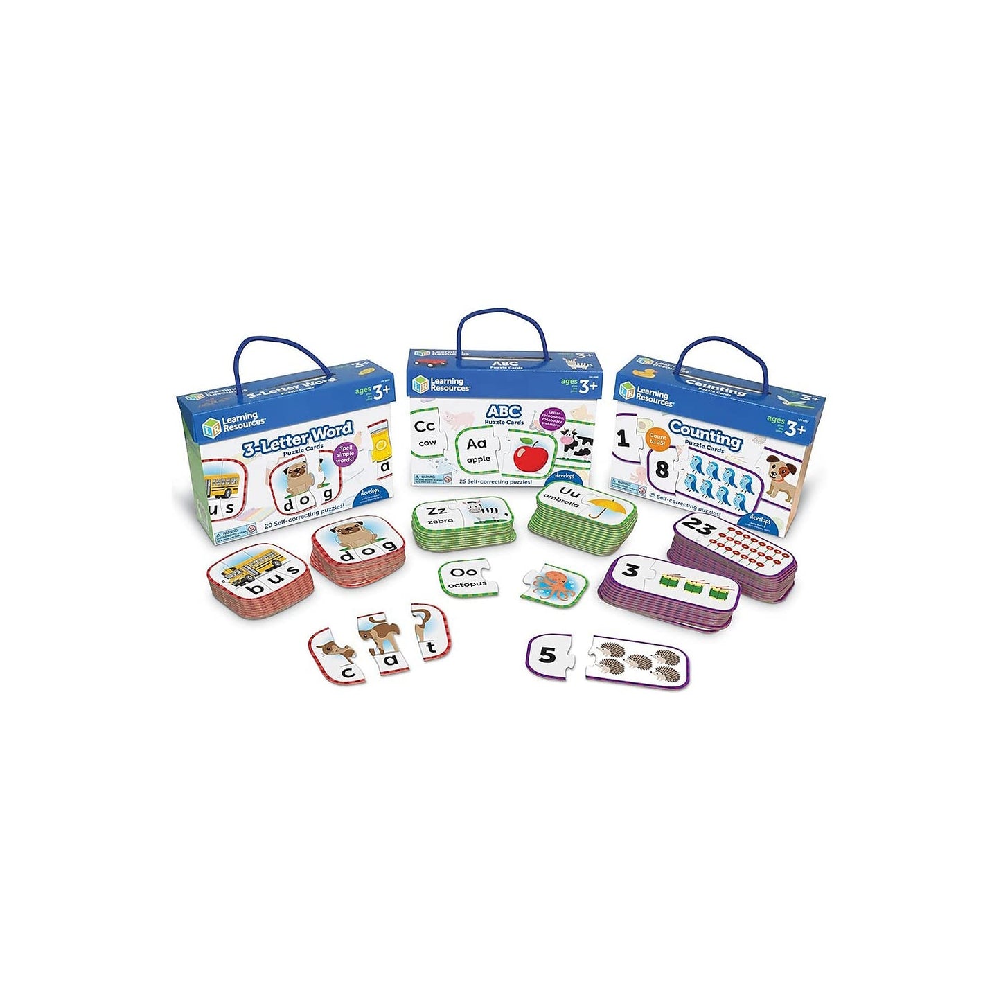 Learning Resources Preschool Puzzle Cards, ABCs, Counting & 3-Letter Words, Ages 3+