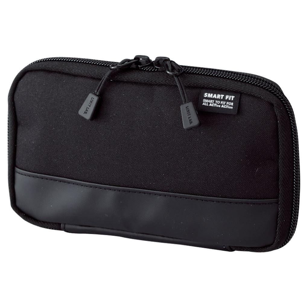 LIHIT LAB Compact Pen Case (Pencil Case), Water & Stain Repellent,3.5" x 6.5'', Black (A7687-24)