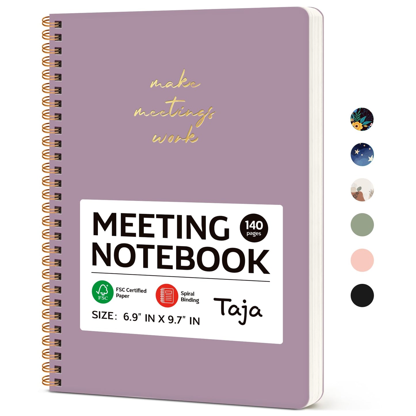 Meeting Notebook for Work Organization - Work notebook with action items, Meeting Minutes Planner Notebook, Perfect Office Supplies for Men & Women - Purple