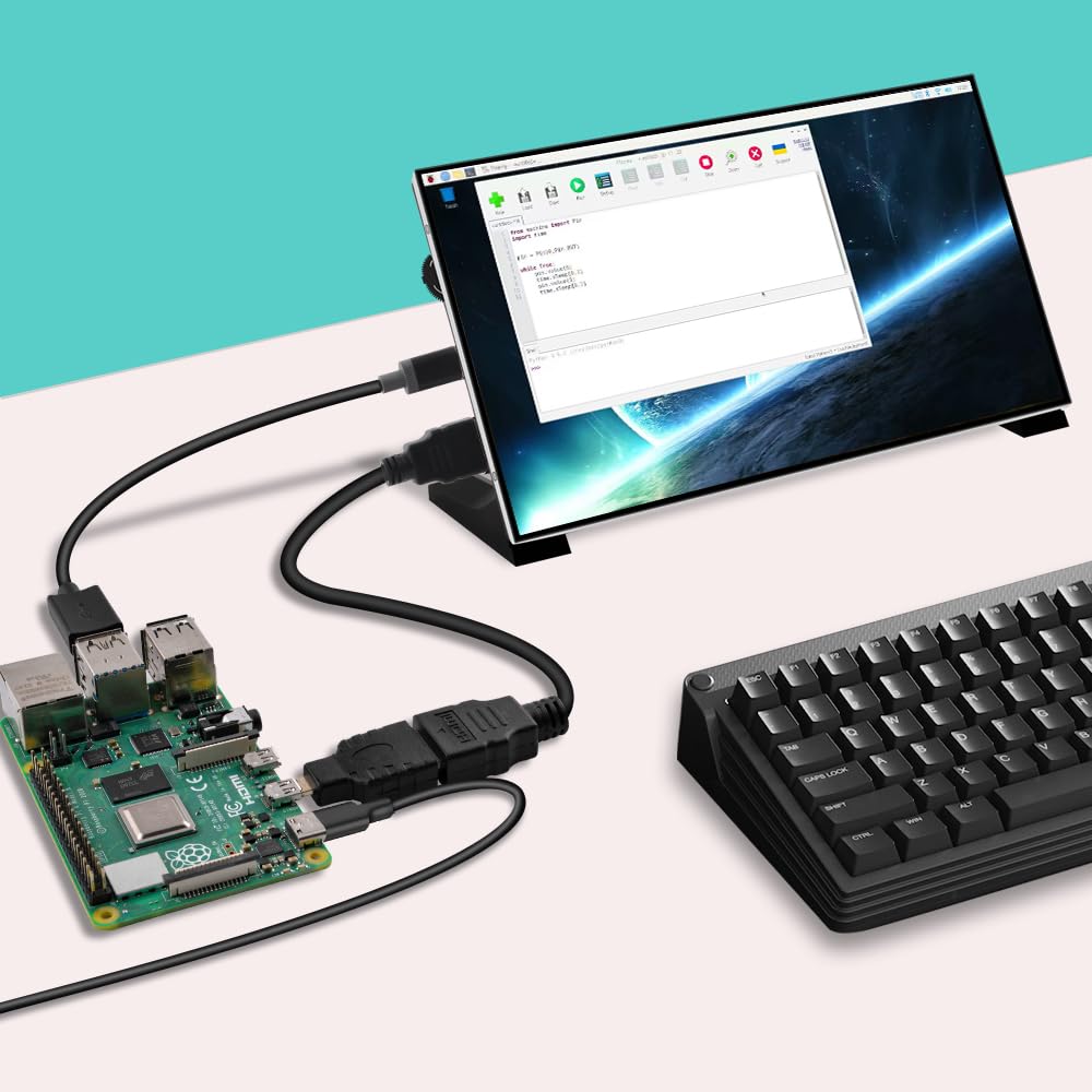 GeeekPi 7-Inch Screen for Raspberry Pi, 1024x600 IPS LCD Display, HDMI Portable Monitor for Pi 5/4B/3B+/3B, Win11/10/8/7, Free-Driver