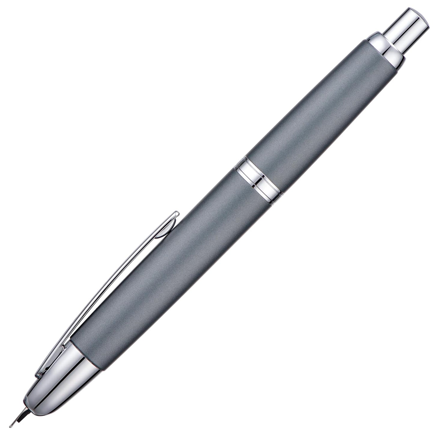 Jinhao 10 Press Fountain Pen with Box, Metal Gray Retractable Extra Fine Nib with Ink Converter Set (Silver Clip)