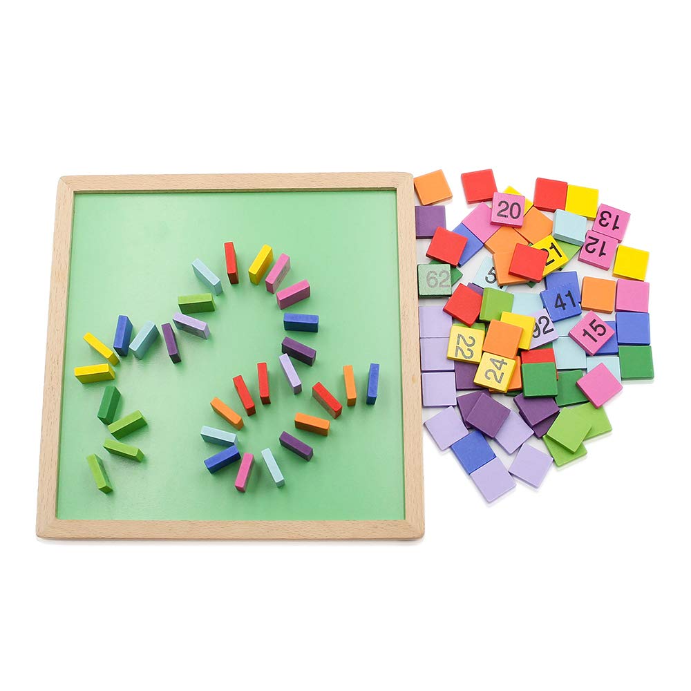 MERRYHEART Wooden Math Learning Board Toy, Montessori 1-100 Consecutive Numbers Wooden Hundred Digital Board, Educational Game for Kids with Storage Bag