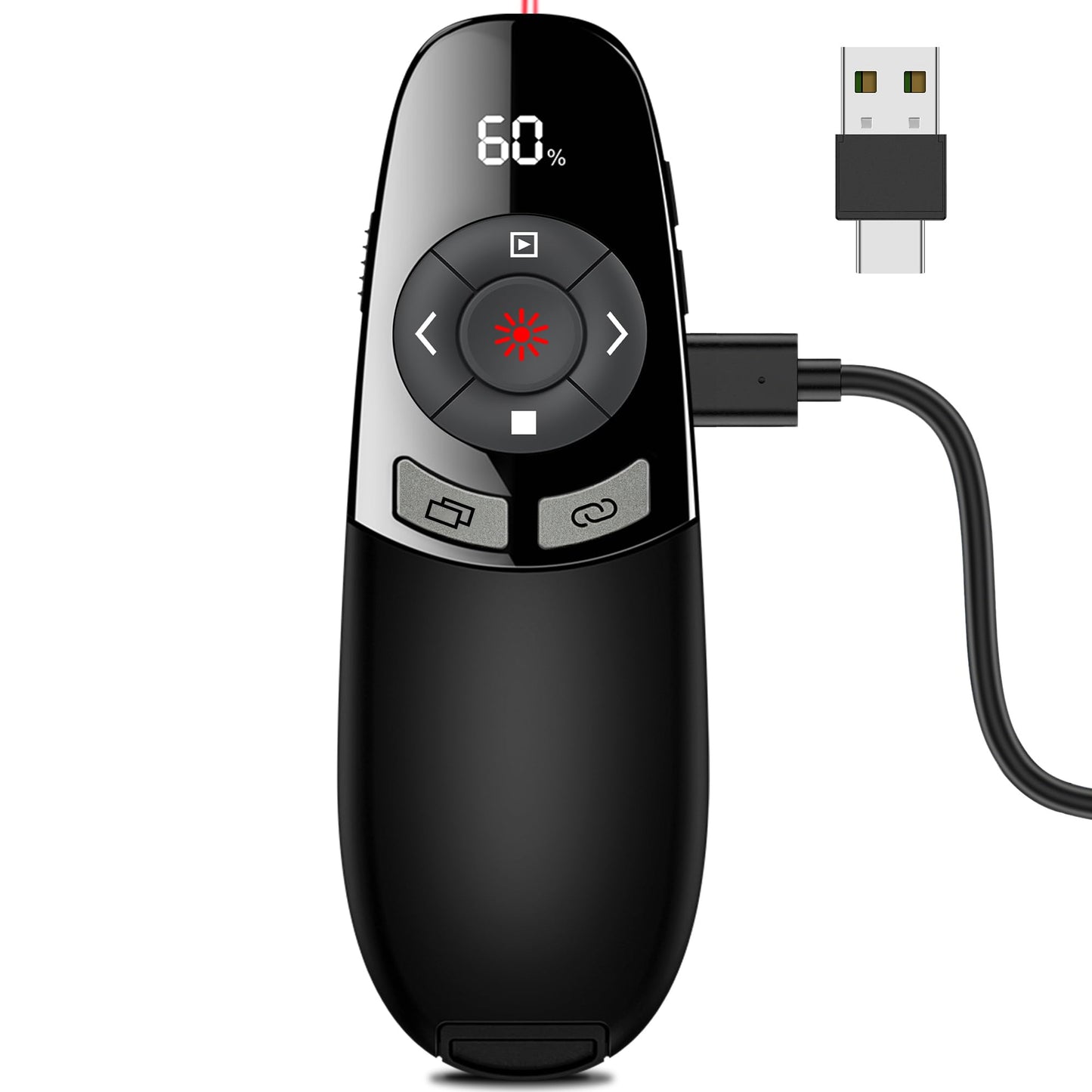 DinoFire Presentation Clicker with Countdown Timer, USB A & USB C Rechargeable Wireless Presenter Powerpoint Remote for Teachers, Office, Classroom, Conference