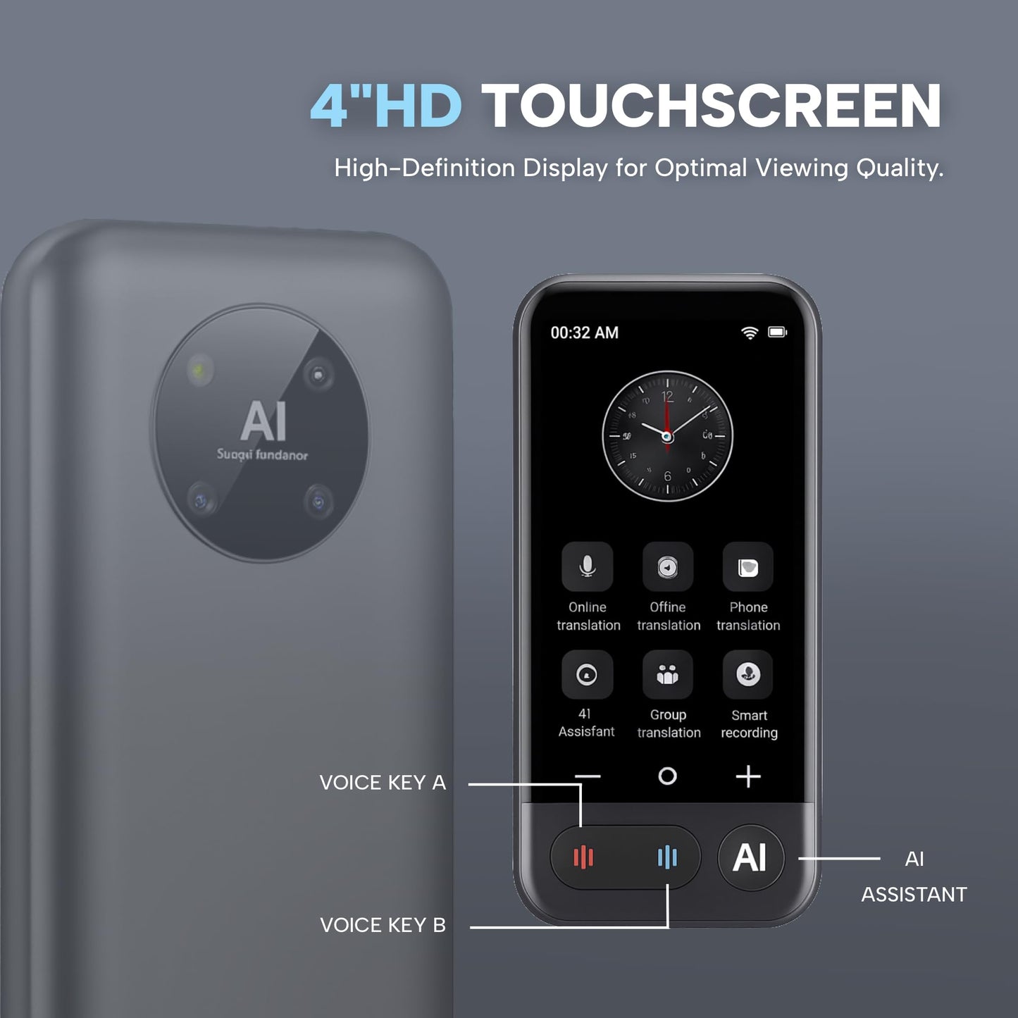 Language Translator Device AI Premium 2026 | 150 Languages | Online & Offline Voice + Photo Translation | 0.5s Ultra-Fast Accuracy | 4" HD Touchscreen | Smart Recording | Travel & Business Translator