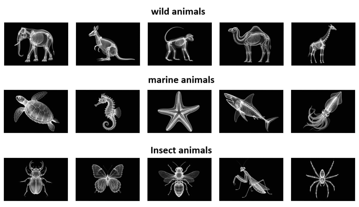 BAOGETONGLER Animal X-ray Educational Set 15 Pieces for Light Table Science Learning