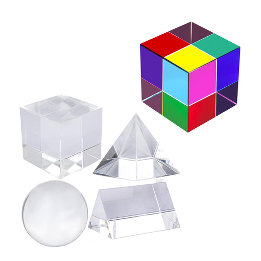 QFkris 4 Pack K9 Optical Crystal Photography Prism Set and Glass Mixing Color Cube Bundle