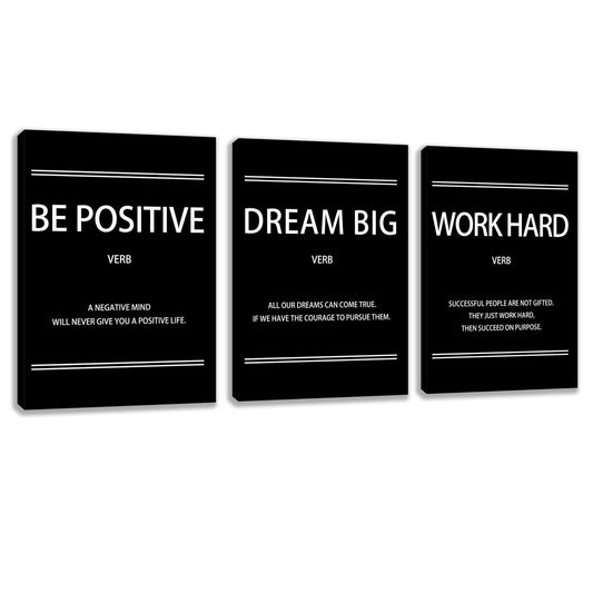 3 Panel Print Canvas Wall Art Motivational Office Wall Decor Painting Inspirational Posters Modern Inspiring Artwork for Home Living Room Bedroom Wall Decor Office Wall Art Ready to Hang - 36"Wx 16"H
