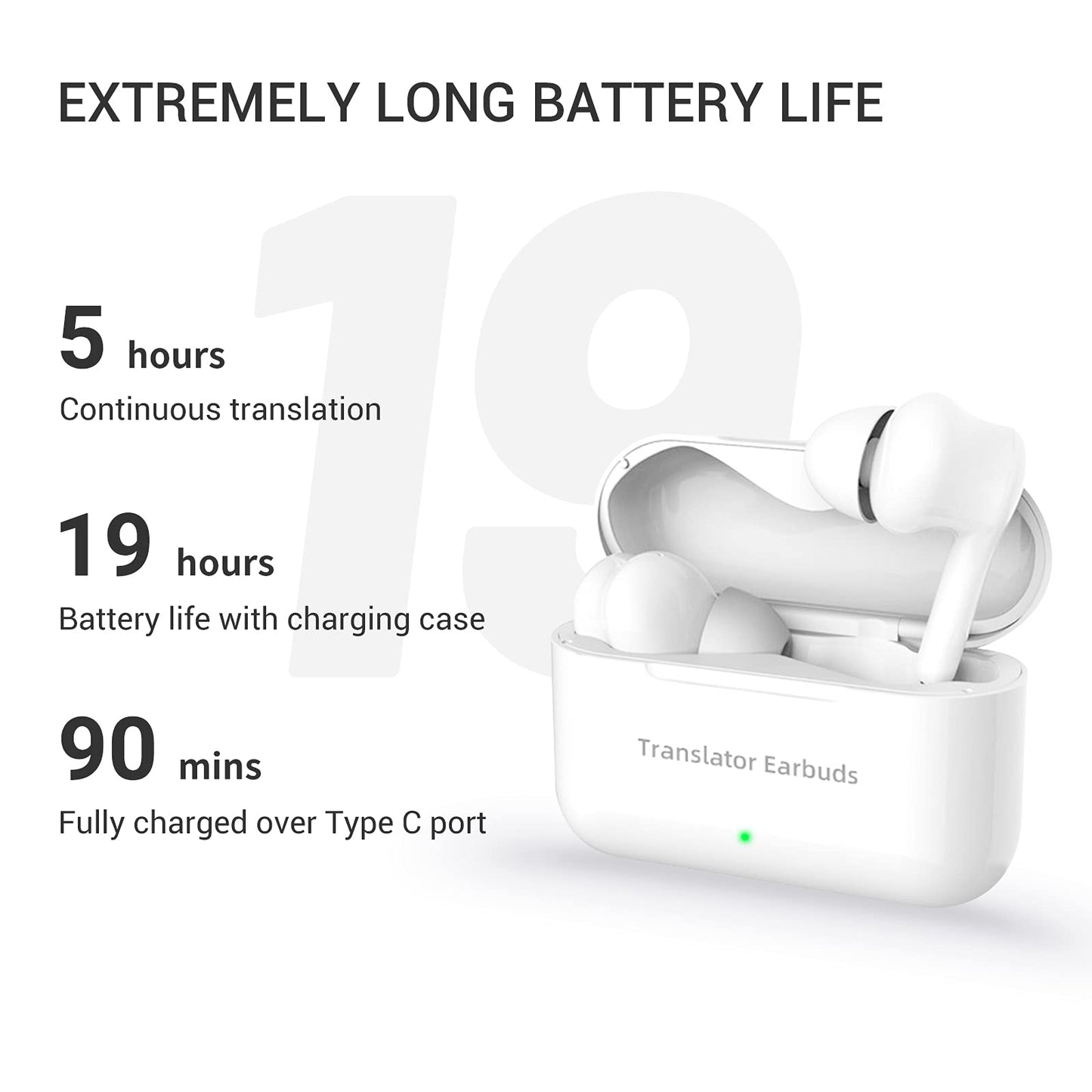 ANFIER M6 AI Offline Translation Earbuds Real Time 144 Languages Two-Way Translator Audifonos Traductores Inglés Español 3-in-1 Translate Headphones for Business Travel, No Subscription Needed (White)