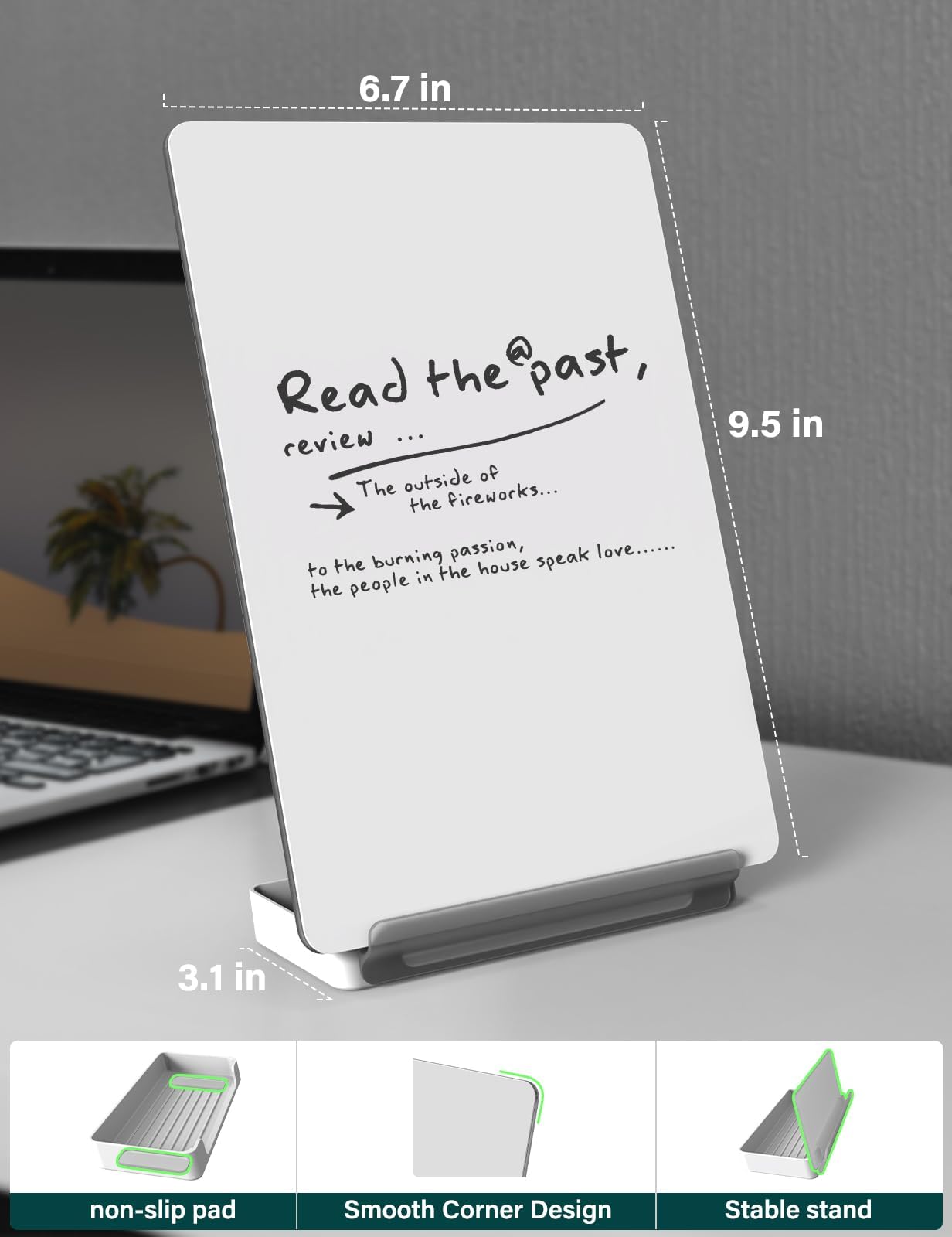Yagee Desktop Whiteboard with Storage, Dry Erase Board with Phone & Tablet Stand, to-do List Memo, Double-Sided Writing Board for Office and School Supplies, 9.5''×6.7'', Marker＆Duster Included