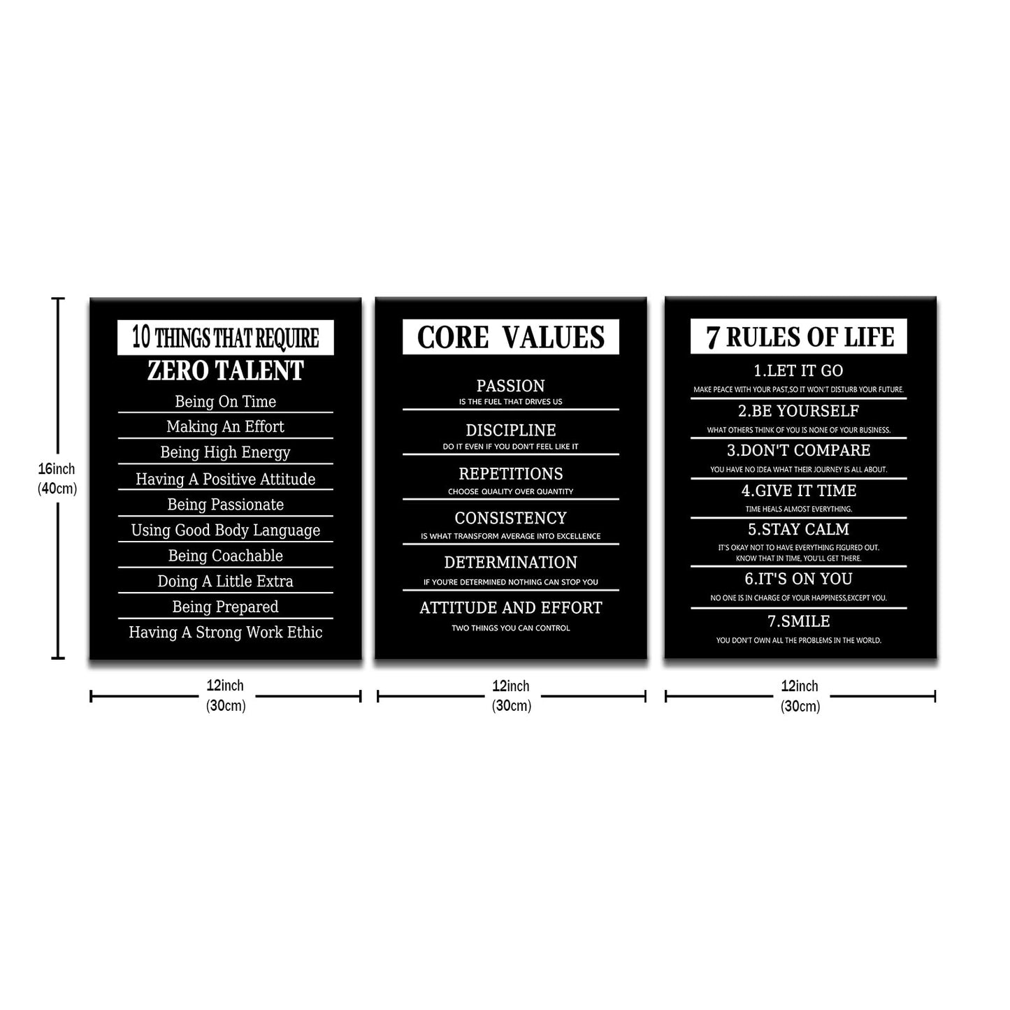 10 Things That Require Zero Talent Motivational Canvas Wall Art Core Values Entrepreneur Quotes Posters Prints Inspirational 7 Rules of Life Pictures for Bedroom Office Gym Wall Decor [36''W x 16''H]