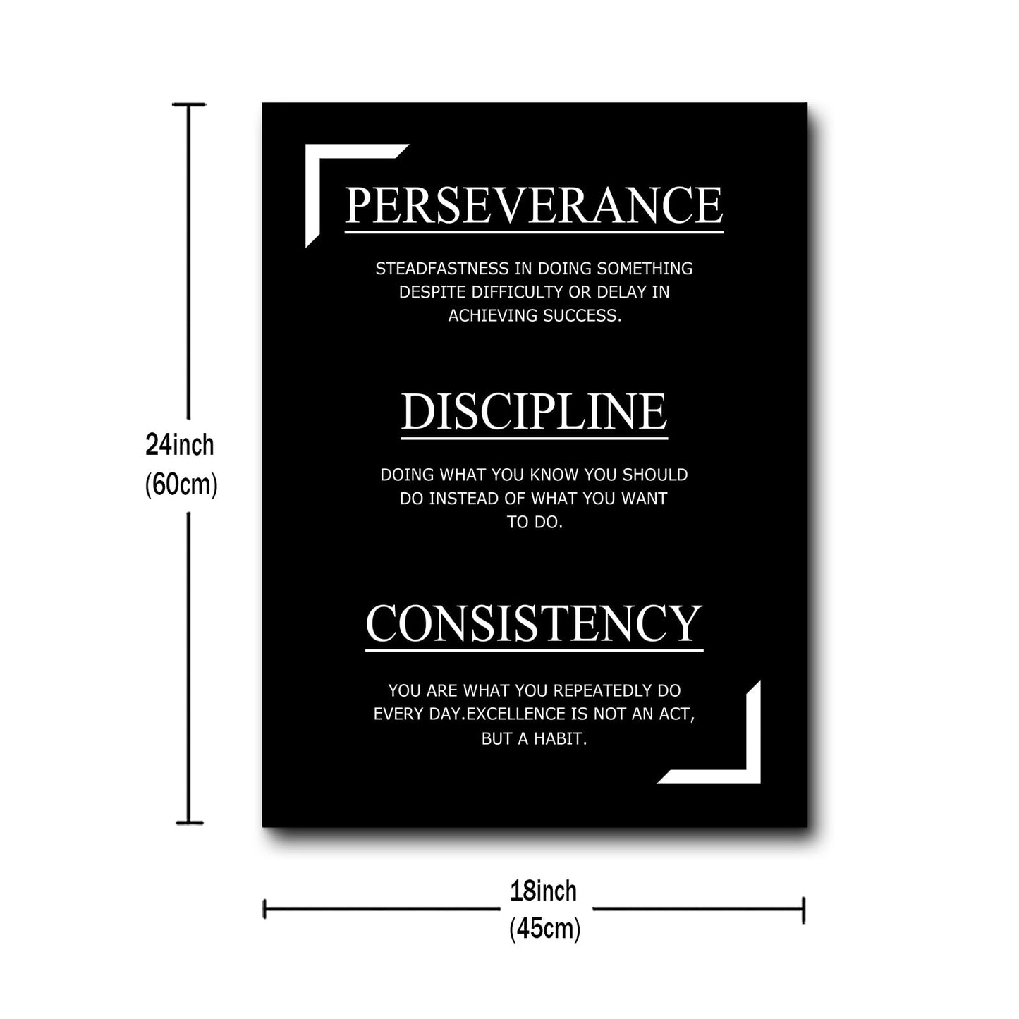 Motivational Canvas Wall Art Perseverance Discipline Consistency Success Poster Print Inspirational Picture Painting for Office Class Room School Wall Decoration Stretched and Framed [18''Wx24''H]