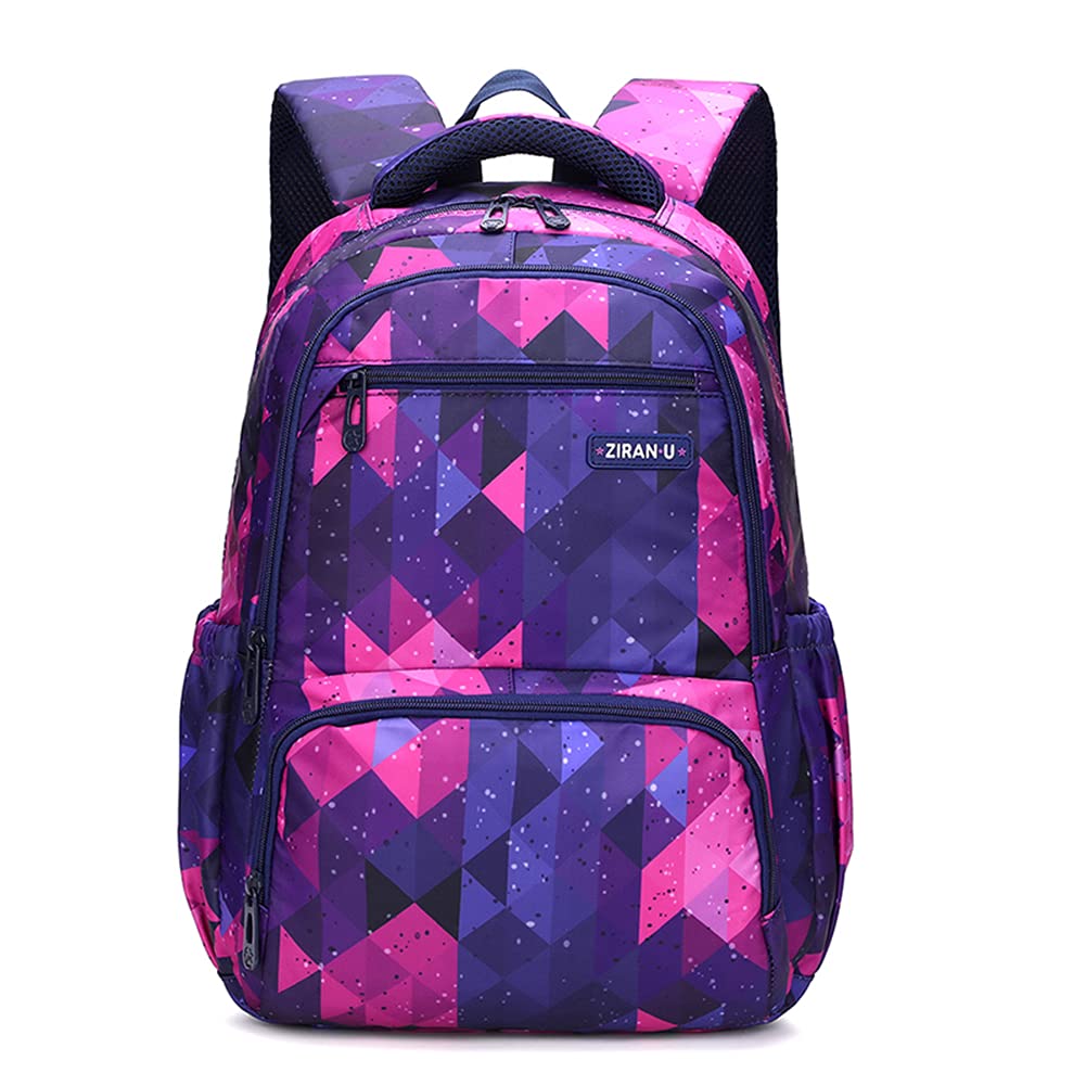 MITOWERMI Kids Backpack for Boys Girls Elementary School Bags Backpacks for Girls Children Bookbags Primary Kindergarten Backpack Purple Geometric