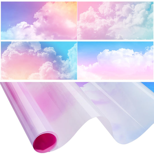 Amylove 4 Pcs Fluorescent Light Covers Classroom Ceiling Panels Light Filters with Backlit Film Material for Office School, 4 x 2 Feet(Fancy Color,Colored Clouds)
