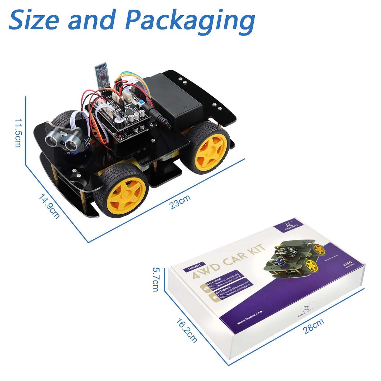 Freenove 4WD Car Kit (Compatible with Arduino IDE), Line Tracking, Obstacle Avoidance, Wireless Control App, Ultrasonic Sensor Motor Servo