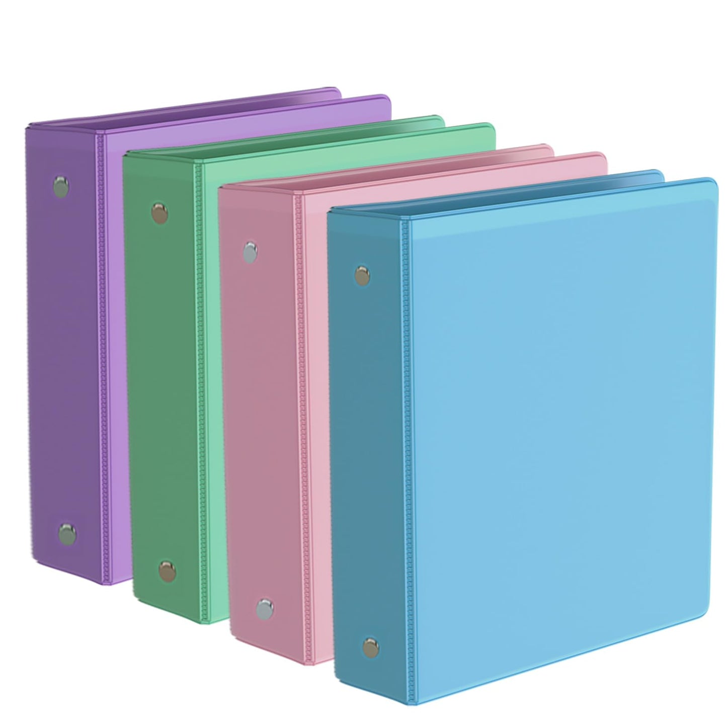 2-Inch Binder 3 Ring, Round Ring with 2 Interior Pockets, Holds 450 Sheets Letter Size Paper, Durable Plastic View Binders for School, Office, and Home