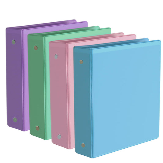2-Inch Binder 3 Ring, Round Ring with 2 Interior Pockets, Holds 450 Sheets Letter Size Paper, Durable Plastic View Binders for School, Office, and Home