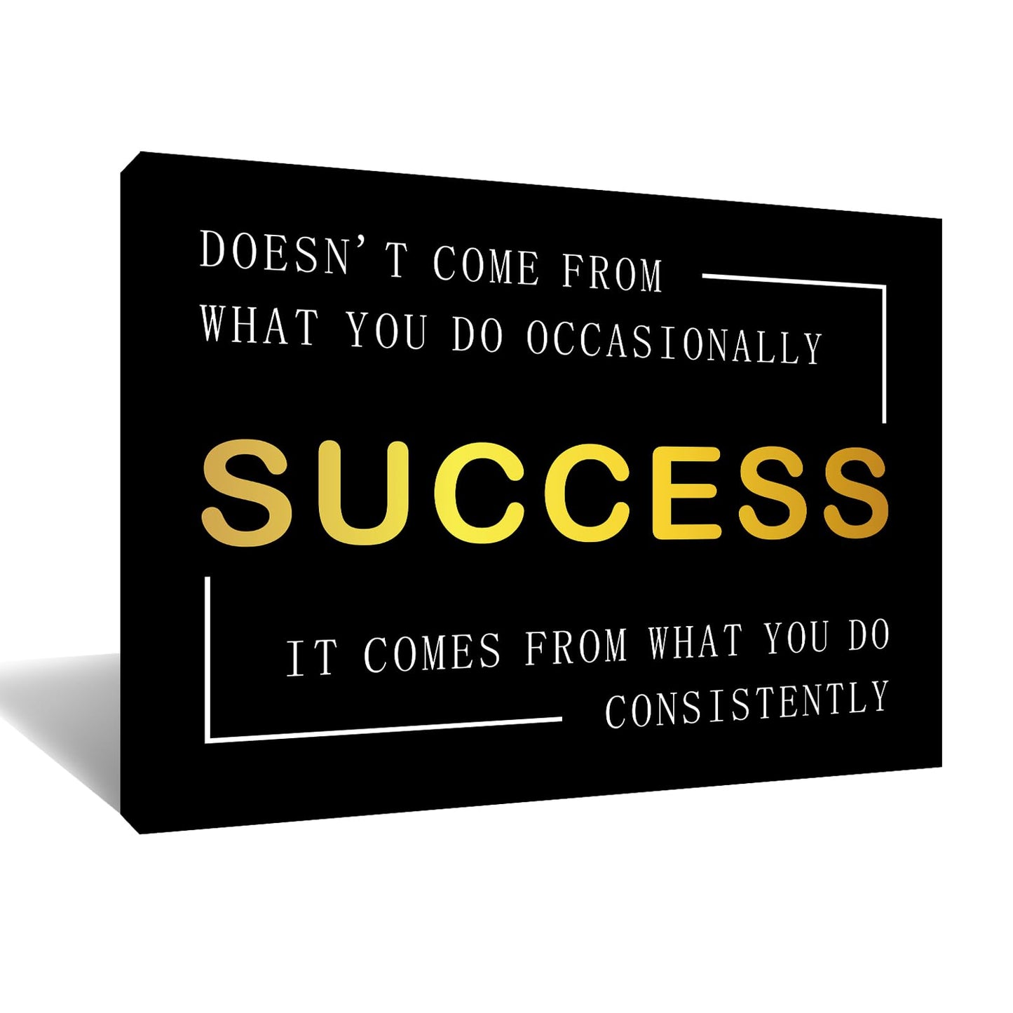 Inspirational Wall Art Home Decor Motivational Success Quotes Canvas Print Positive Affirmation Picture Poster Artwork for Modern Bedroom Living Room Gym Wooden Framed Ready to Hang [12''Wx 18''H]
