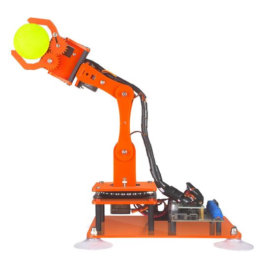 Adeept 5DOF Robotic Arm Kit Compatible with Arduino IDE, Programmable DIY Coding STEM Educational 5 Axis Build Robot Arm, Robot Starter Kit with OLED Display Processing Code and Tutorials - Orange