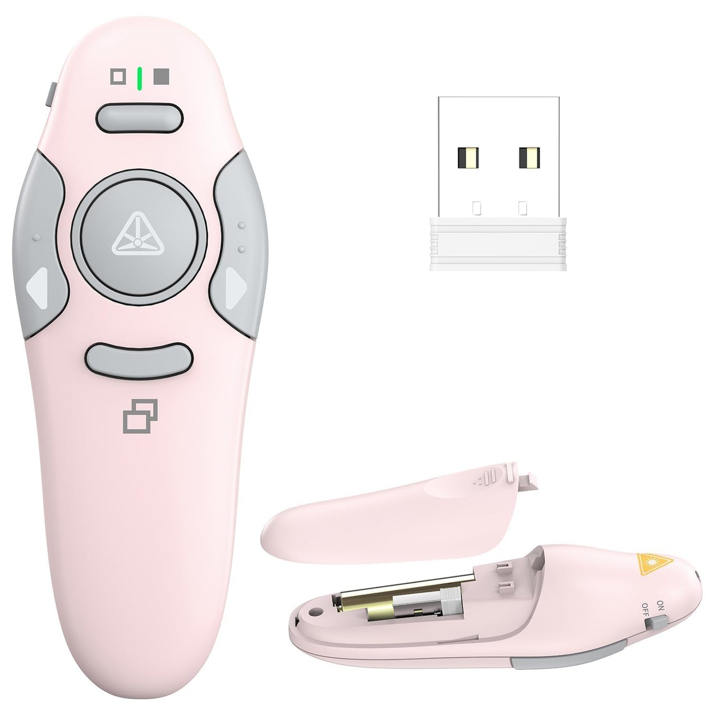 QUI Presentation Clicker Wireless Presenter Remote Clicker for PowerPoint Presentation Remote, PowerPoint Slide Advancer for Mac/Windows/Google Slide/Keynote, Pink, A