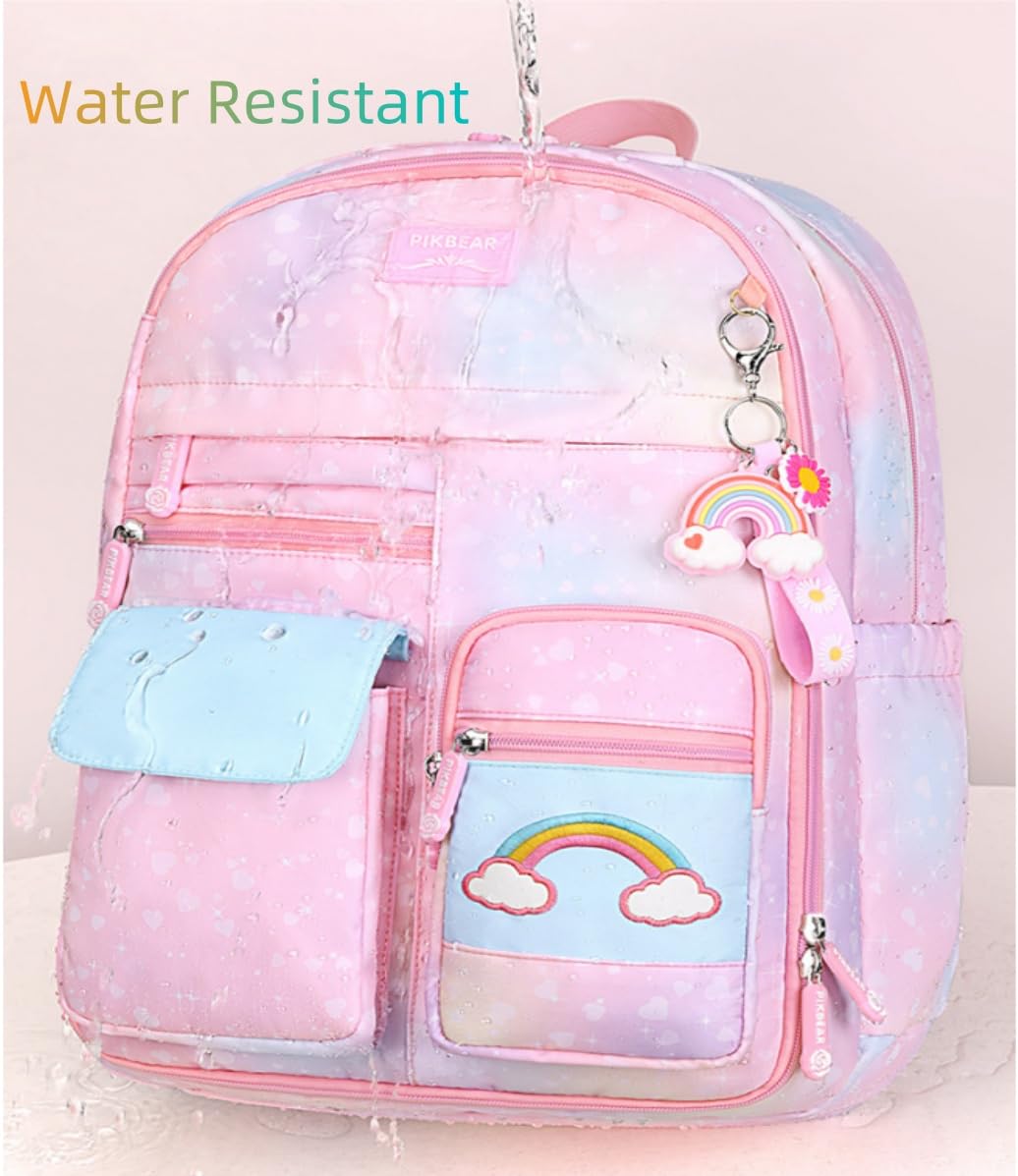kistou Girls Backpack, School Backpacks Rainbow Student Backpa,Kawaii Kids Backpack,Book Bag for Elementary Primary School