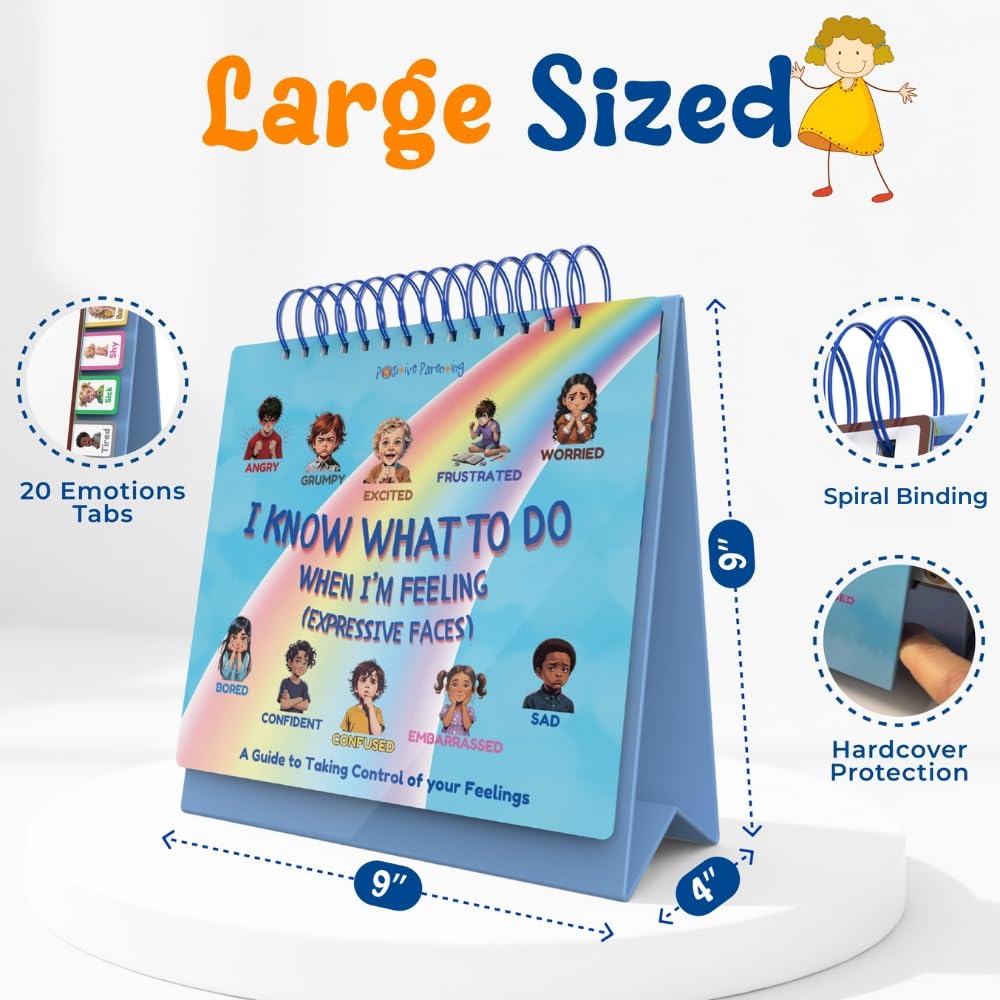 Thought-Spot Expressive Faces Flipbook | Emotions Wheel & Feelings Chart | Emotional Regulation Tool for Home, Class, Calm Down Corner | Helps Kids Learn Coping Skills | Autism Must-Have