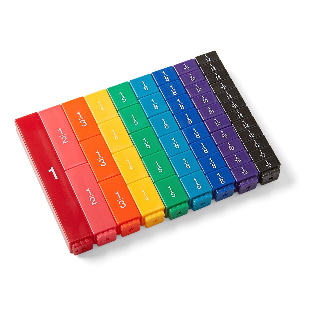 hand2mind Rainbow Fraction Tower Cubes, Fraction Equivalency, Montessori Math Blocks Materials for Kids, Math Manipulatives 4th Grade, Elementary Teacher Must Haves (Set of 51)