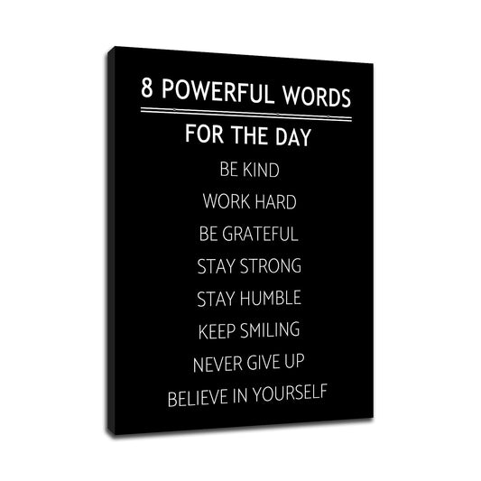 DINGFUN 8 Powerful Words Motivational Wall Decor Inspirational Office Entrepreneur Quotes Discipline Poster Wall Art Print Positive Picture Artwork for Gym Workspace Ready to Hang [18''W x 24''H]