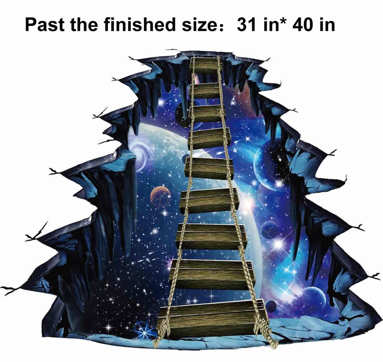 Quanhaigou Blue Galaxy Bridge Wall Sticker,3D Outer Space Decorations Decal for Home Decor Kids Bedroom Large