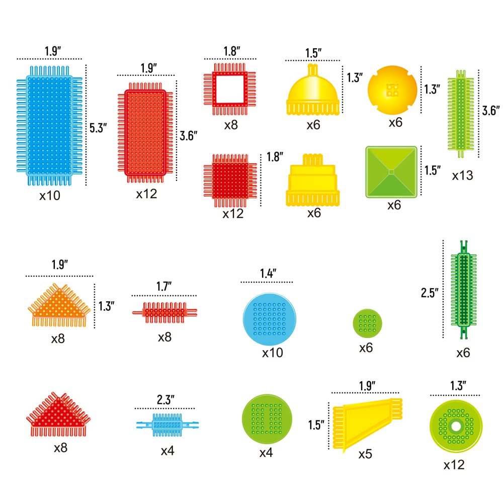 teytoy My First Baby Building Toys, 150pcs Bristle Shape 3D Building Blocks Toy Set for Kids Ages 3-8 Years Old, STEM Educational Preschool Toys