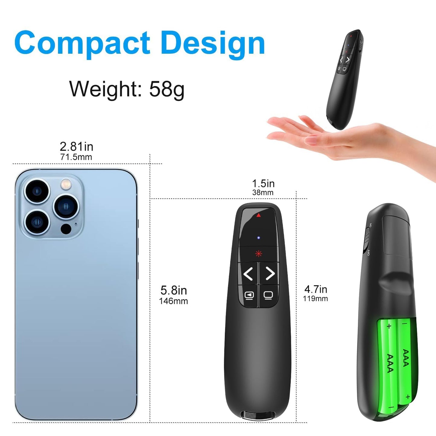 (4 Units) Wireless Presentation Clicker PowerPoint Presenter Remote: Clicker with Red Laser Pointer Long Range PPT Control -Power Point Google Slide Advancer for Mac Laptop PC Computer Keynote
