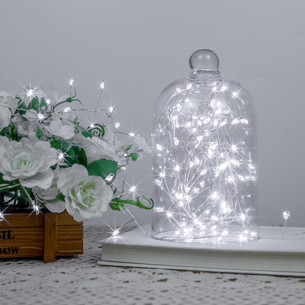 PCORES Fairy Lights, 1000 LED Cool White Copper Wire, 100FT, Waterproof with Remote for Bedroom, Wedding, Christmas Tree Decoration