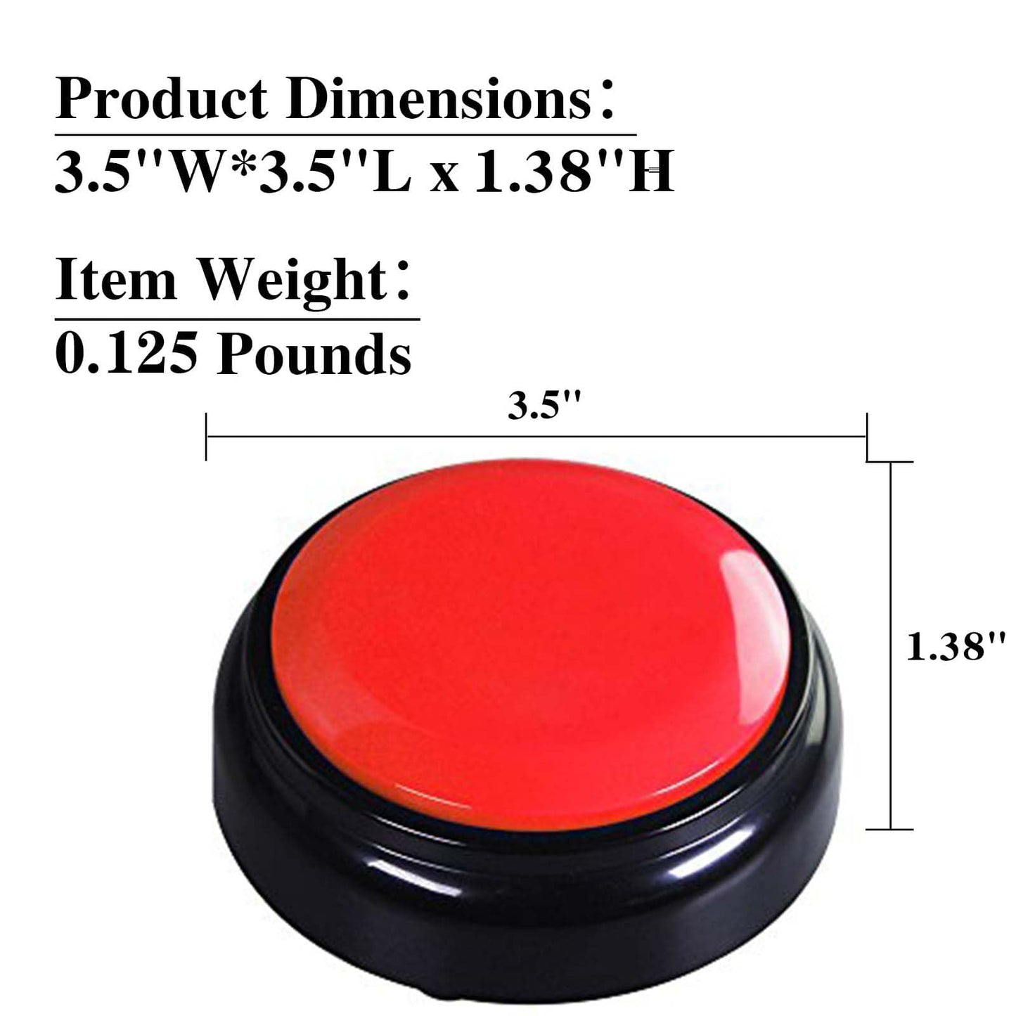 Recording Button,Voice Recorder Button 30 Second,Talking Buttons,Record Sound Button for Gift Education,Easy Button,Funny Office Gift,Includes 2*AAA Batteries (Red)