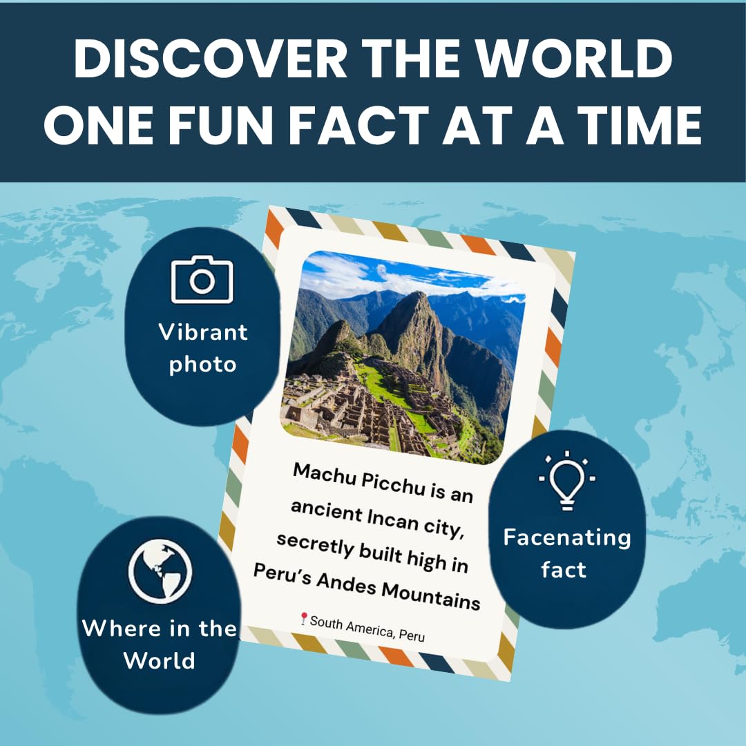 200 World Landmark Fun Fact Cards – Fascinating, Educational Flash Cards for Kids | Lunchbox Notes, Homeschool, Classroom, Travel + Bonus Printable 60 Space Fun Facts | Back to School & Gift Idea