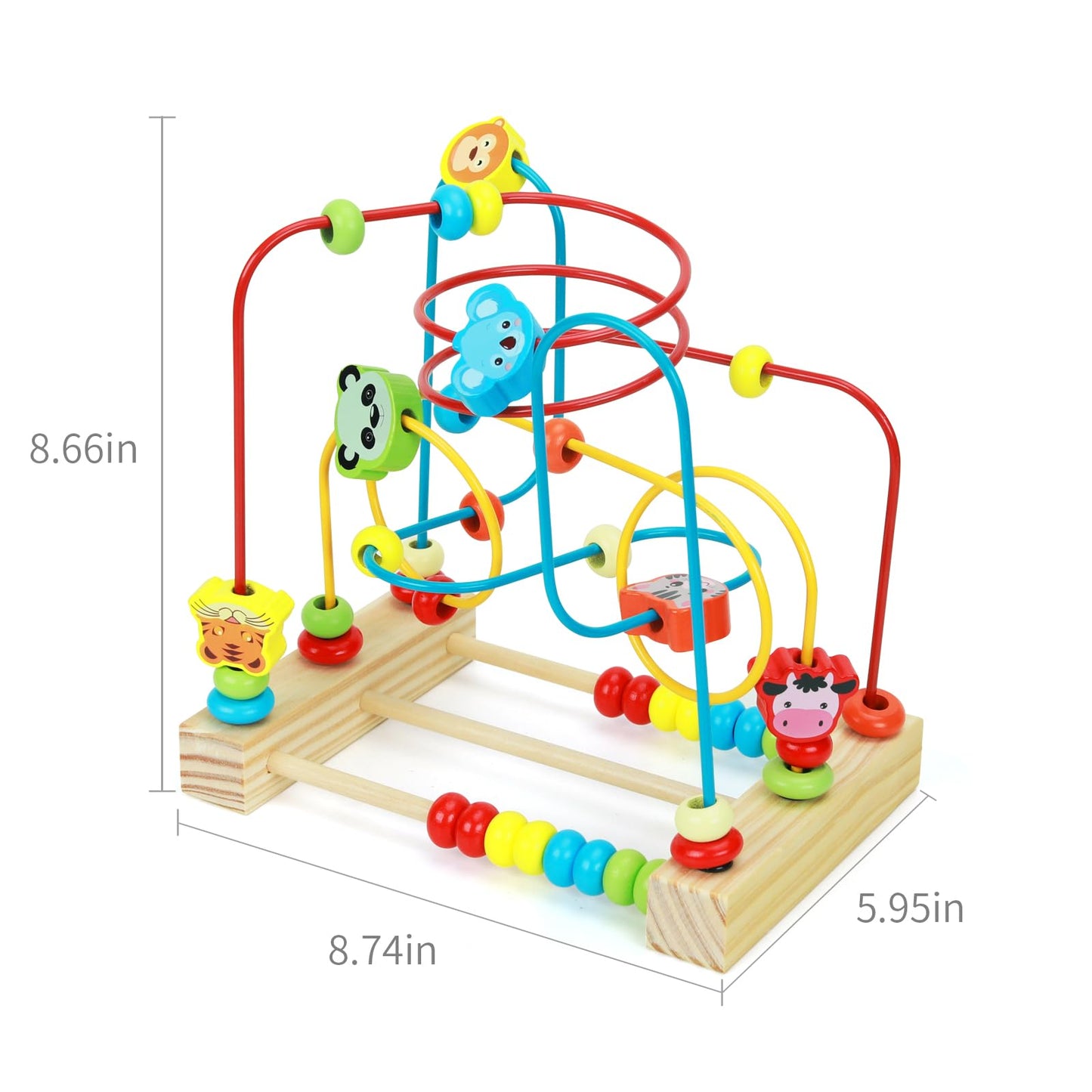 QZMTOY Bead Maze Toy for Toddlers Wooden Bead Toys Colorful Roller Coaster Preschool Educational Toys for Kids Classic Birthdday Gift for Toddlers Baby Infant Boys Girls…