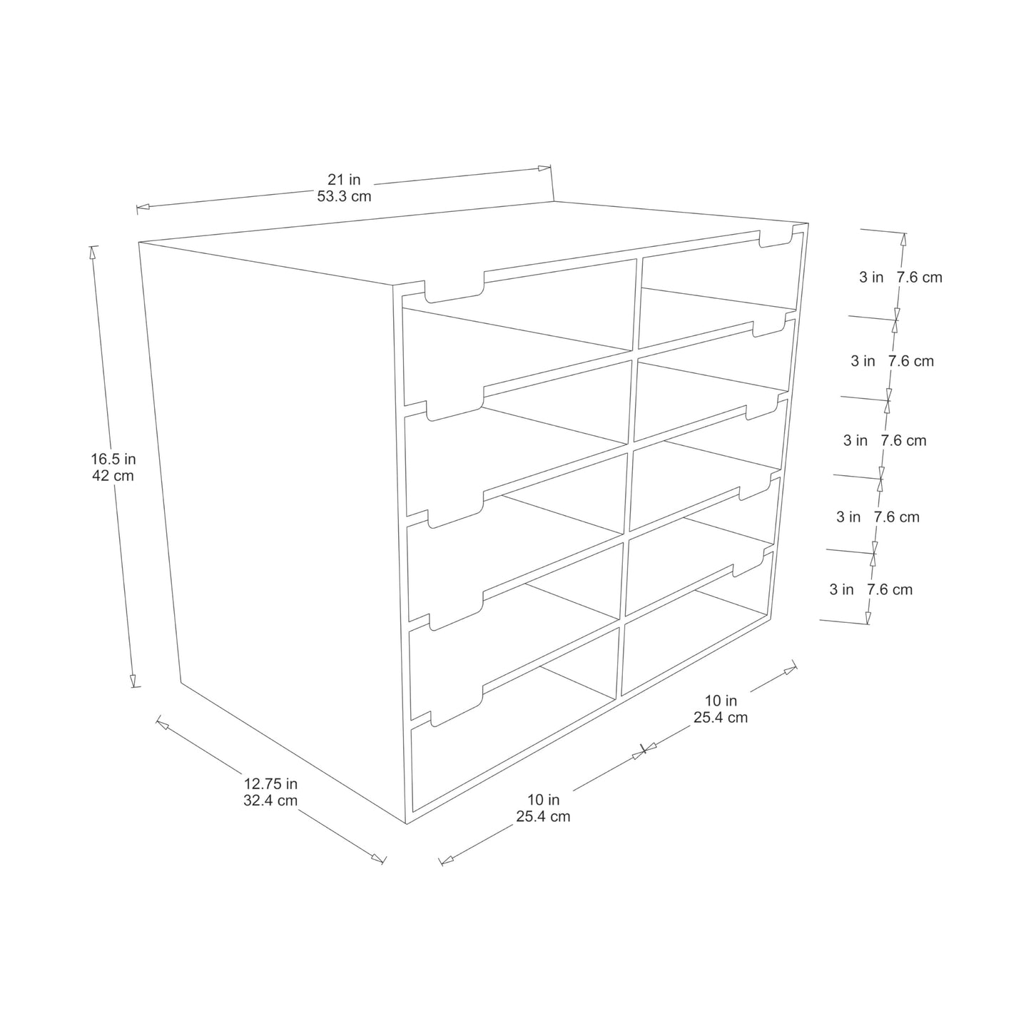 Classroom Keepers Sturdy Cardboard Mailbox, 10-Slot, Blue, 16-5/8"H x 21" W x 12-7/8"D, 1 Unit