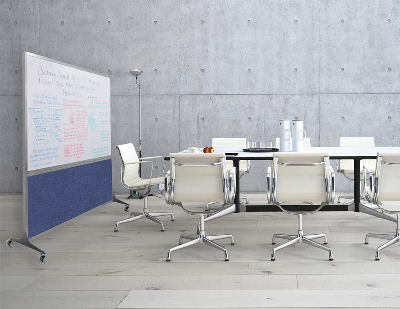 DivideWrite Mobile Whiteboard | Double Sided Dry Erase Board | Portable Office Cubicle Partition | Display for Classrooms, Conference Rooms, Meeting Areas and More | Royal Blue 4' Wide X 6' Tall