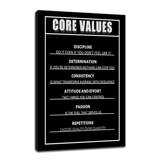 Inspirational Office Wall Art Core Values Motivational Poster for Home Decor Positive Quotes Wall Prints Encouragement Artwork Positive Sayings for Preppy Room Office Wall Decoration [12''Wx18''H]
