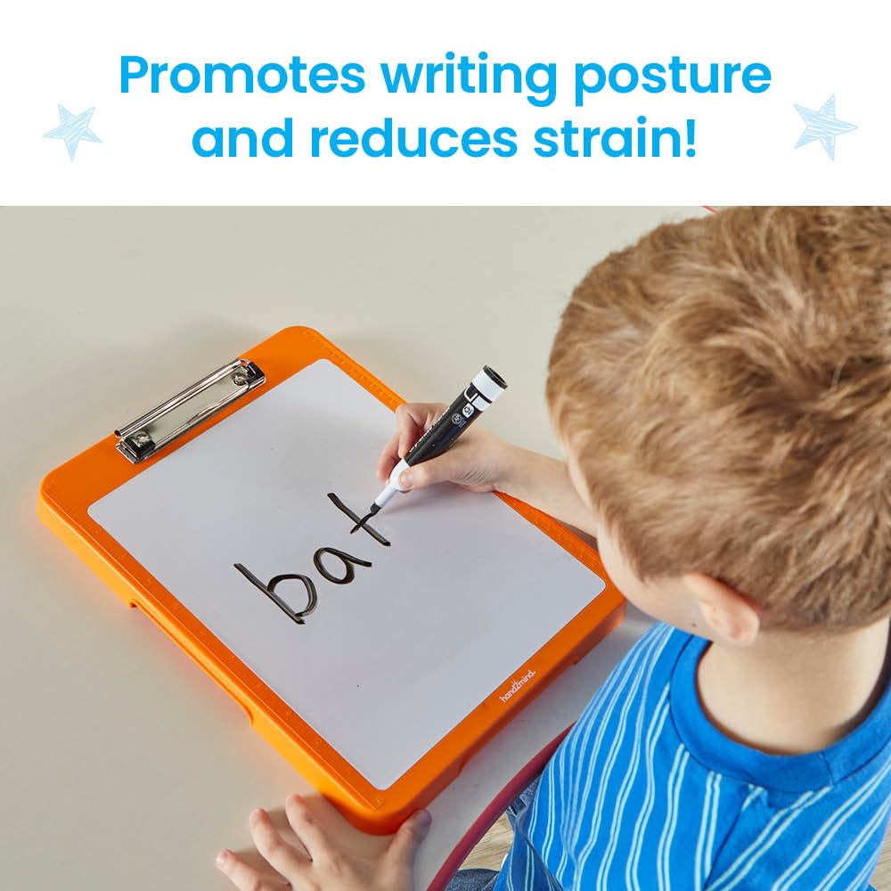 hand2mind Rainbow Writing Slant Boards, Desktop Whiteboard Clipboards, Reusable Handwriting Practice for Kids, Learn to Write Letters, Classroom Teacher Supplies, Multicolored, Set of 6
