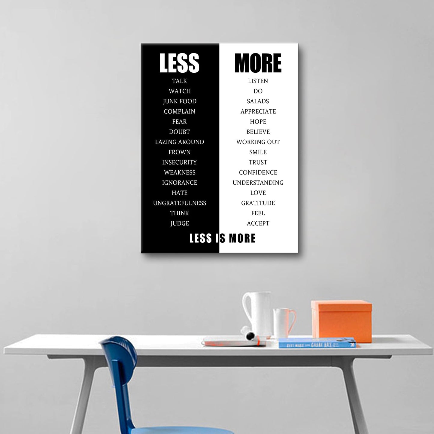 Inspirational Canvas Wall Art Less is More Motivationall Poster Print Positive Quotes Pictures Painting Artwork for Home Office Bedroom Living Room Wall Decor Ready to Hang [18''Wx24''H]